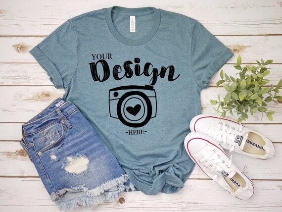 Bella Canvas 3001 Heather Slate Mockup T-Shirt Mockup Unisex