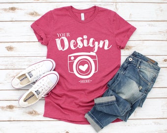 Bella Canvas Tshirt Mockup 3001 Heather Forest Tshirt Mockups Etsy