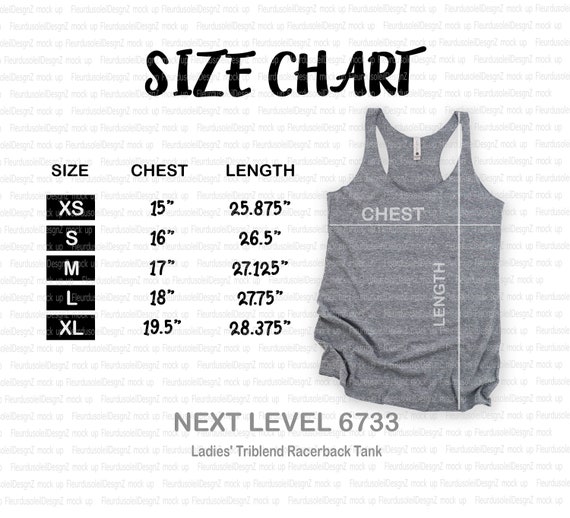 Next Level Size Chart Next Level 6733 Size Chart NEXT Etsy