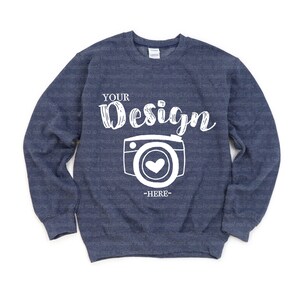 Gildan 18000 Heather Sport Dark Navy Sweatshirt Mockup, Heavy Blend Crewneck Flat Lay, Unisex 18000 Mock Up, Gildan Sweatshirt Mockups