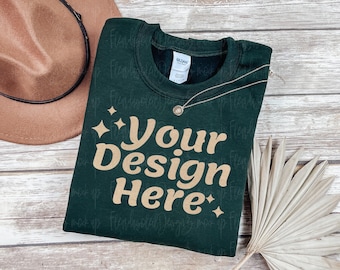 Fall Mockup | Gildan 18000 Forest Mockup | Christmas sweatshirt mockup | Gildan sweatshirt mockup | Forest green Sweatshirt Mockup