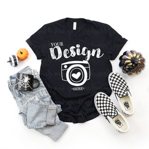 Halloween Mockup Bella Canvas 3001 Mockup Black  3001 mockup halloween Bella Canvas Black T Shirt Mockup Halloween T shirt Mockup