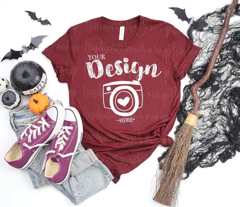 Bella Canvas 3001 Tshirt mockup bundle Halloween Bella Canvas 3001 HALLOWEEN Shirt Mock up Halloween 3001 Mockup Bundle image 7