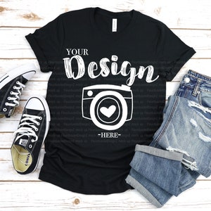 Bella Canvas Mockup | bella canvas black t-shirt mockup | Bella Canvas 3001 Shirt Mock Up | Spring Mockup | Flat Lay Mockup