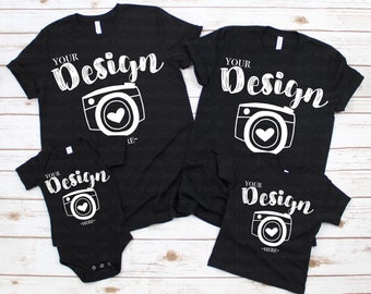 Family Blank Black T-Shirt Bella Canvas 3001 3001T 100b black Mock Up Shirts Family Flat Lay bella canvas mockups Family Flat toddler