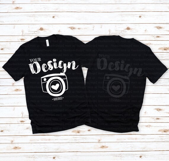 Front Back Bella Canvas 3001 Black Tshirt Mockup T Shirt Etsy