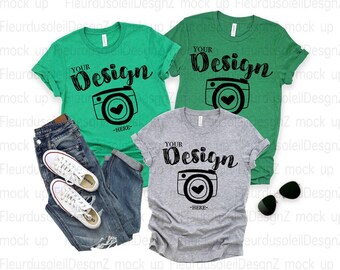 St. Patrick's Day bella canvas mockup family Trio mockup bella canvas mock up mens