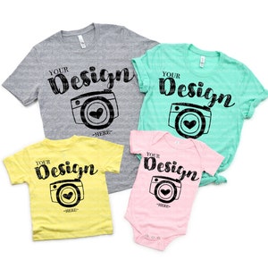 Easter mockup Bella Canvas 3001 Flat Lay Mock Up family Flat Lay Bella Canvas mock up Family Group Pink Tshirt Mock Up