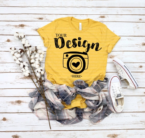 Bella Canvas 3001 Heather Mustard Bella Canvas Mockup Etsy