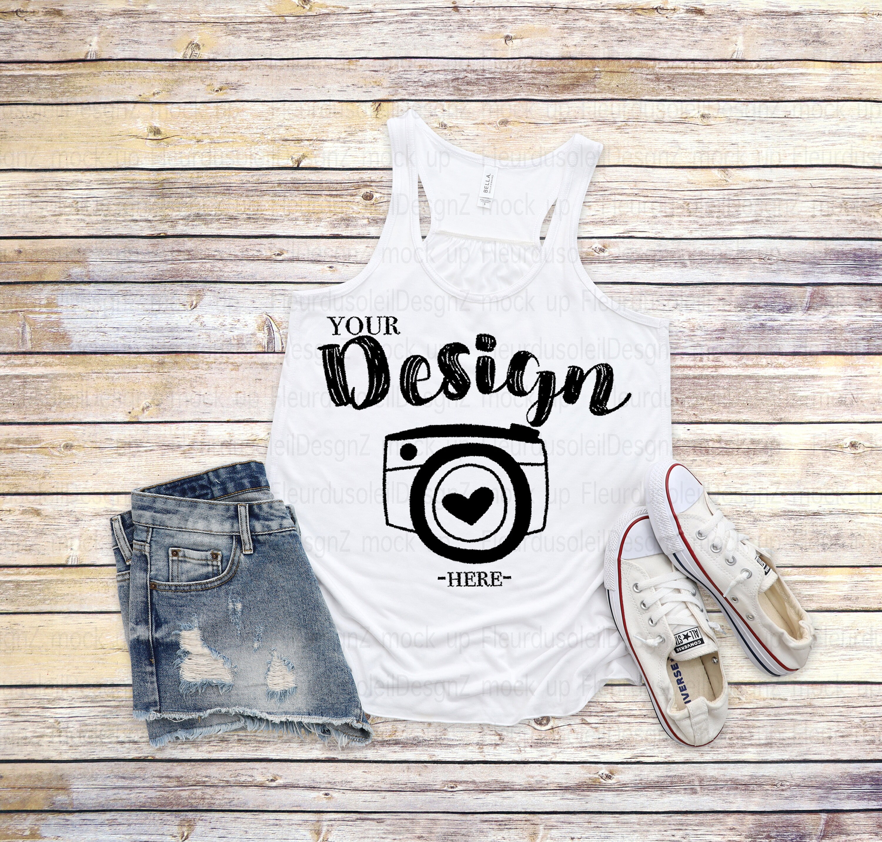 Bella Canvas 8800 White Tank Flat Lay 