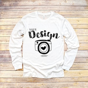 Bella Canvas 3501 White Unisex T-shirt Mock Up Long Sleeve T-Shirt Mock Up men white tee mockup bella canvas mockup fall MOCKUP