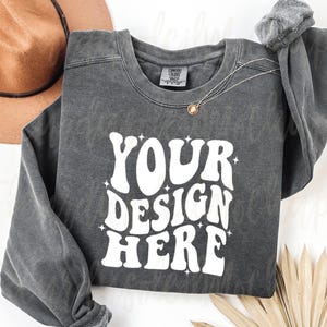 Comfort Colors 1566 Pepper Mockup Comfort Colors Sweatshirt Mockup Denim Mockup Flat Lay