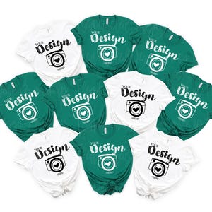 St. Patrick's Day Shirts Mockup Patrick Day Party Tee mockup Patty Pub Crawl Team Shirt mockup Bella Canvas 3001 Kelly & white