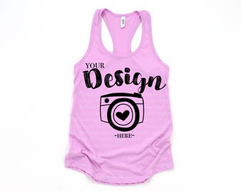 Mockup Next Level 1533 Lilla, Canotta Disposta Piatta, Canotta Racerback Mock Up, Mock Up, Canotta Mock Up Next Level mockup tank mockups