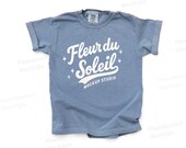 Comfort Colors 9018 Youth Mockup | Blue Jean Kids Tee Shirt Mock Up | Real Product Flat Lay | Minimalist Styled Neutral Kids T-Shirt | JPEG