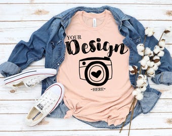 Bella Canvas 3001 Heather Peach bella canvas 3001 mockup t-shirt bella canvas t shirt mockup Summer T shirt Mockups