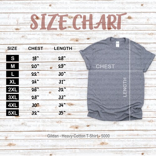 Gildan Size Chart Gildan 500 Size Chart Gildan Mockup Size - Etsy