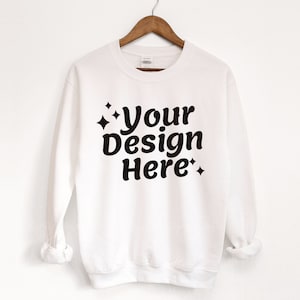 Gildan 18000 White Mockup | White Sweatshirt Mockup | Gildan 18000 White Mockup | 18000 Mockup | Sweatshirt Mockup | 18000 Mock Up