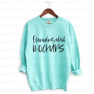 Comfort Colors 1566 Chalky Mint Mockup Crewneck Mockup Winter sweater mockup Comfort Colors 1566 Mockup Comfort Colors Sweatshirt Mockup