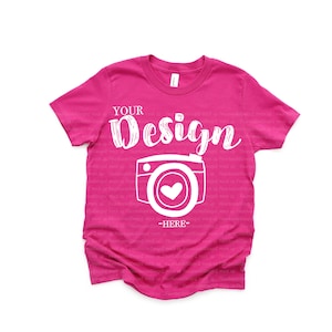 Bella Canvas 3001Y Youth Berry T-shirt Flat Lay T-Shirt Mock Up Mock Up Flat Lay kids mockup tshirt youth t shirt mockup