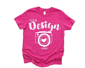 Maqueta de camiseta Bella Canvas 3001Y para jóvenes, color baya, maqueta de camiseta plana, maqueta de camiseta para niños, maqueta de camiseta para jóvenes
