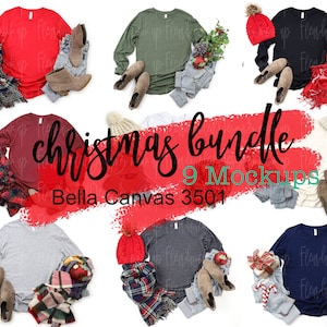 Christmas Mockup  Bundle | Bella Canvas Mockup | Bella Canvas 3501 Mockup | Christmas Mockup xmas t Shirt Mockup bundle