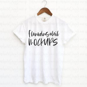 Koszulka Comfort Colors 1717, biała, dla dorosłych, ciężka, RS, mockup Koszulka Comfort Colors, mockup Koszulka z krótkim rękawem, mockup Koszulka wisząca