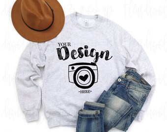 Bella Canvas 3901 Ash Sweatshirt Mock Up Flat Lay Sweatshirt Bella Canvas Sweatshirt Mockup 3901 Mockup Bella Canvas Mockup