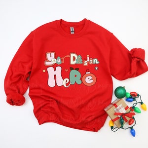 Gildan 18000 Heavy Blend Crewneck Sweatshirt Red Sweatshirt Mockup Holiday Mockup tshirt mockup xmas Christmas Mockup