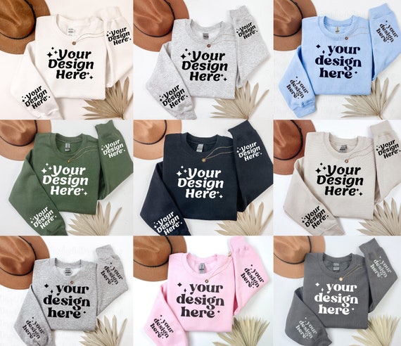 9X Gildan 18000 Mockup Bundle Gildan Mock up Bundle Gildan Sweatshirt Mockup Gildan 18000 Gildan folded Sweatshirt Mock ups