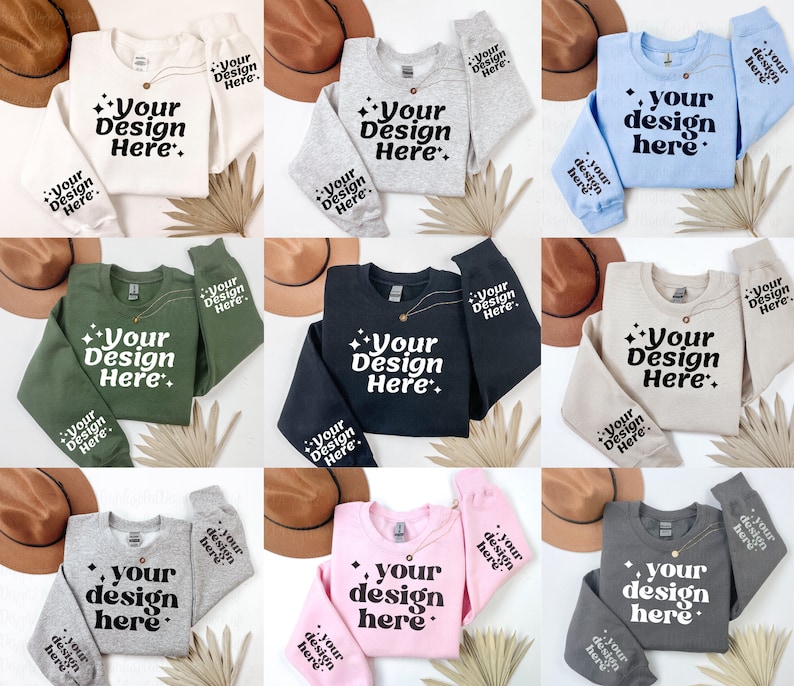 Gildan 18000 Mockup Bundle Gildan Mock up Bundle Gildan Sweatshirt Mockup Gildan 18000 Gildan folded Sweatshirt Mock ups