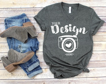 bella canvas mockup 3005 Deep heather T-shirt Mock Up T-Shirt Mock Up white t-shirt mockup bella canvas mockup v neck t shirt template