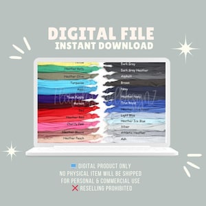The image is a digital file that displays a variety of colorful t-shirt designs, including different shades of green, blue, purple, and more.