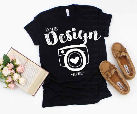 Bella Canvas Tee Mockup Bella Canvas 3001 Black Flat Lay Etsy