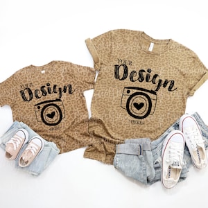 mommy and me mock up Brown Leopard mockup toddler Flat Lay Family Flat rabbit skins 3321 LAT 6901 Brown Leopard mockup