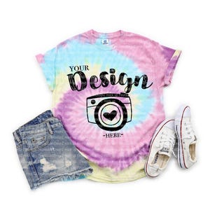 Jellybean-adult TIE DYE T-Shirt | t-shirt mockup for summer | Tie-Dye CD100 Jellybean Unisex T-shirt Mock Up | Tie Dye Mock Up