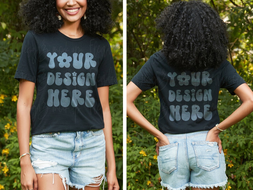 Front and Back Bella Canvas 3001 Black Flat Lay Mockup Bella Canvas ...