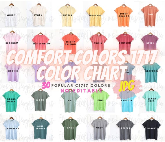 Comfort Colors 1717 Color Chart  Mockup | Comfort Colors 1717 Swatches | C1717 Mockups | No-Editable JPG file comfort colors 1717 mockup