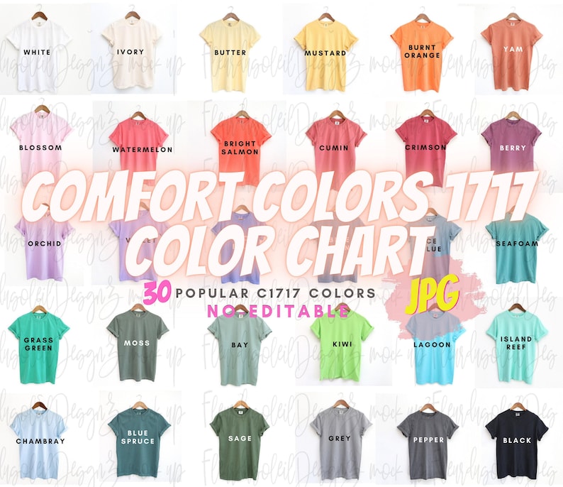 Comfort Colors 1717 Color Chart Mockup | Comfort Colors 1717 Swatches | C1717 Mockups | No-Editable JPG file comfort colors 1717 mockup