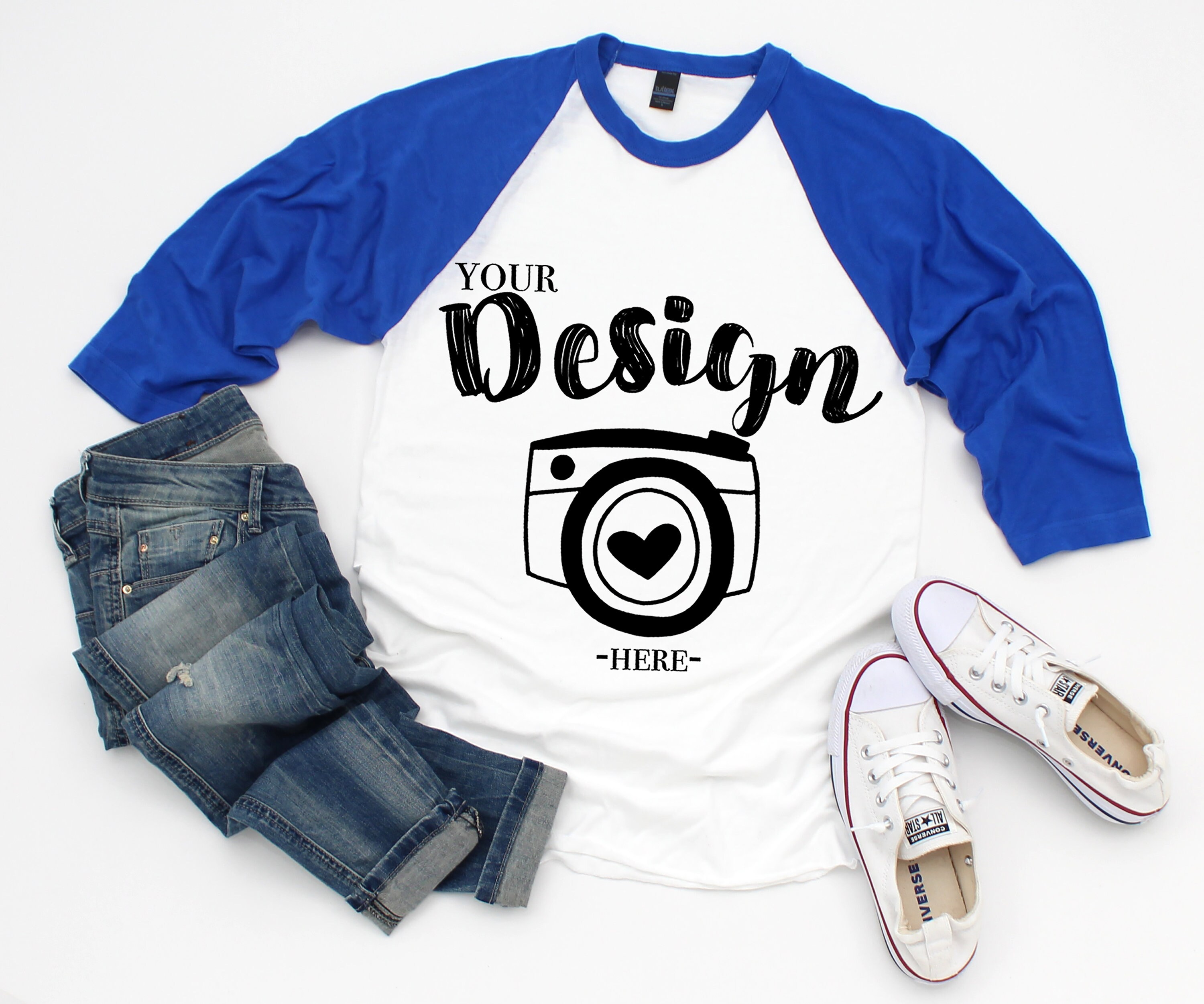 Download Tultex 245 Raglans White Royal Mockup T Shirt Mockup Mock Up Etsy