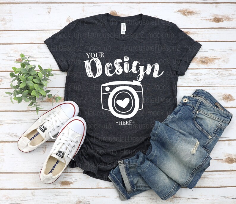 Download Bella Canvas Mockup bella canvas 3001 dark grey heather | Etsy