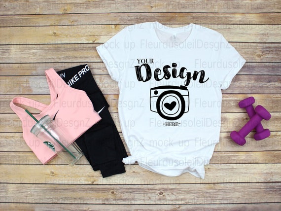 Download Spring T Shirt Mockup Gym Mock Up Bella Canvas 3001 White Etsy