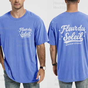 Comfort Colors 1717 Mockup-paket | Herr C1717 T-shirt-mockups fram och bak | Skjorta-mockup för riktig manlig modell | Enkelt och avslappnat estetiskt foto bild 9