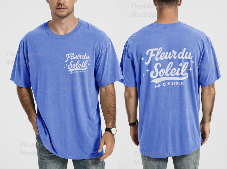 Comfort Colors 1717 Mockup-paket | Herr C1717 T-shirt-mockups fram och bak | Skjorta-mockup för riktig manlig modell | Enkelt och avslappnat estetiskt foto bild 9