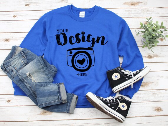 Gildan 18000 Heavy Blend Crewneck Sweatshirt Royal Sweatshirt Etsy