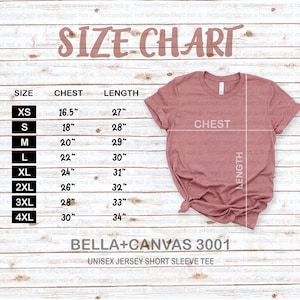 3001 SIZE CHART Bella Canvas 3001 Size Chart Size Chart Bella Canvas Size Chart 3001  Bella Canvas 3001 Size Chart for Shirts