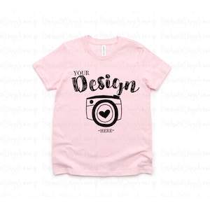 3001Y Pink Shirt Mockup Bella Canvas 3001Y Pink Shirt Mock Up Kids Shirt Mockup Girls Shirt Mockup Bella Canvas Mockup