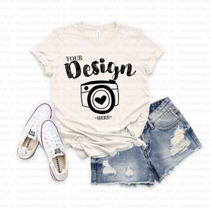 Summer T-shirt Mockup | Bella Canvas Mockup | Bella Canvas 3001 Natural Mockup | tshirt mockup 3001 | spring tee mockup