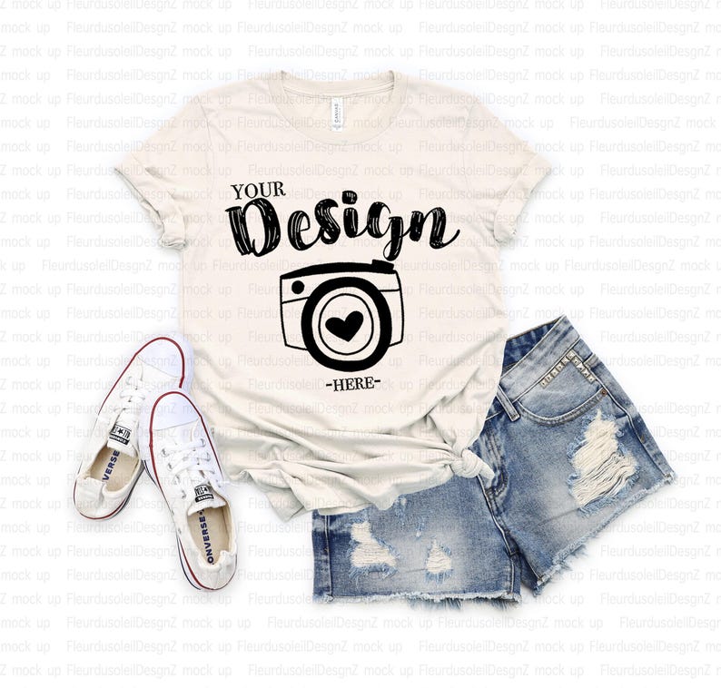 Summer T-shirt Mockup | Bella Canvas Mockup | Bella Canvas 3001 Natural Mockup | tshirt mockup 3001 | spring tee mockup