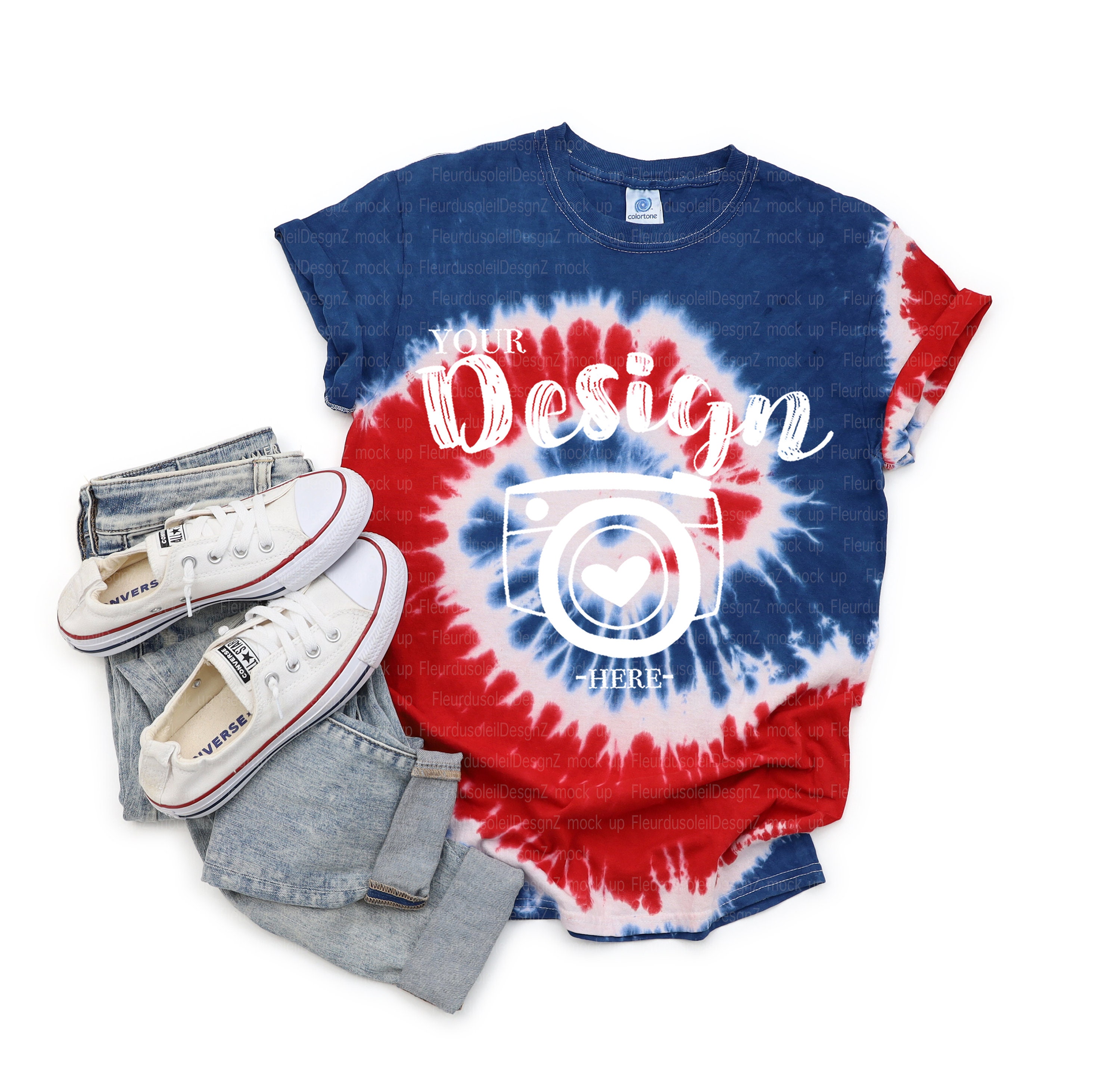 Download Tie-Dye CD100 Spiral Royal & Red Unisex T-shirt Mock Up | Etsy